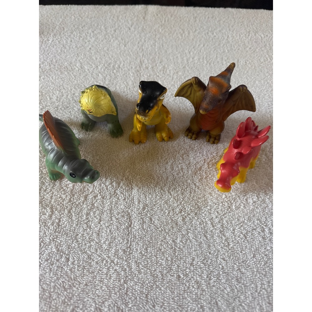 Vintage 2007‎ Dinosaur Toy Figure Lot 5pc T-Rex Stegosaurus Pterodactyl
